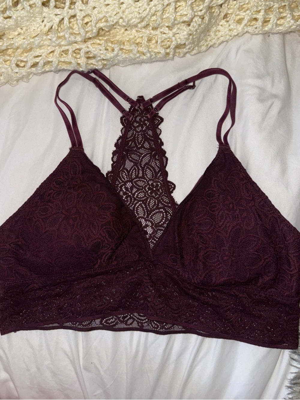aerie Lace Racerback Bralette - Burgundy